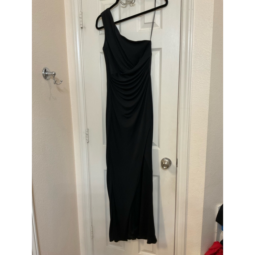 $346 Maria Bianca Nero Black Kerri One-Shoulder Gown black size 8 - Picture 5 of 8